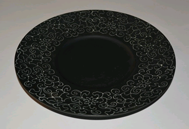 Тарелка круглая черная матовая с узором (25,4 см)
