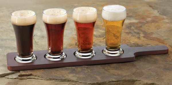 Подставка деревянная для 4 стаканов Libbey серия Beer samplers 43х9 см