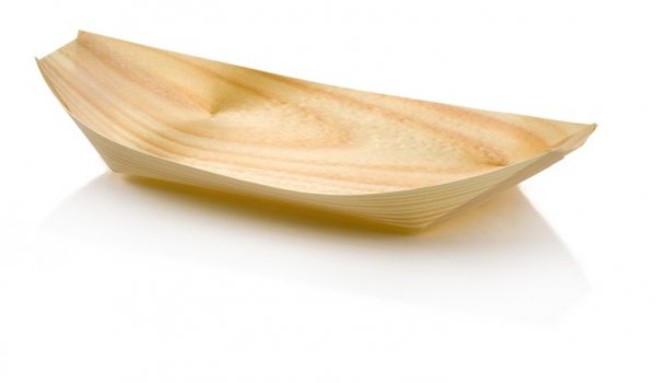 Дерев'яна тарілка у вигляді човника 18 см 100 шт в уп. 