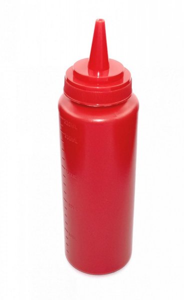 Бутылка для соусов с мерной шкалой красная 710 мл