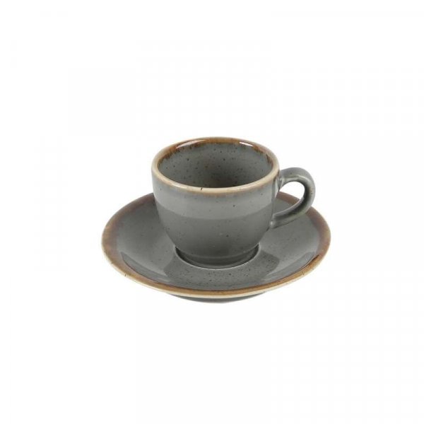Чашка кофейная Porland Seasons Dark Gray 80 мл с блюдцем 12 см