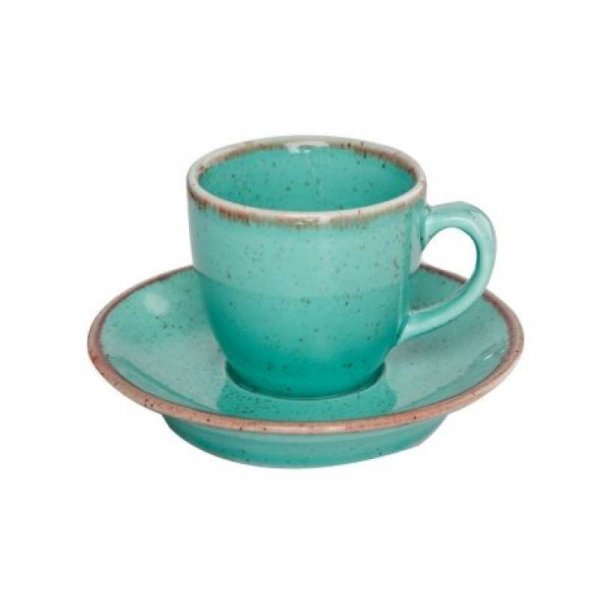 Чашка кофейная Porland Seasons Turquoise 80 мл с блюдцем 12 см