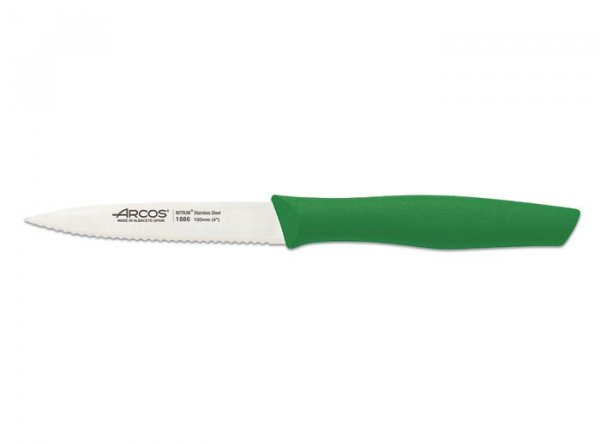 Нож для чистки овощей зубчатый Arcos Nova зеленый 100 мм