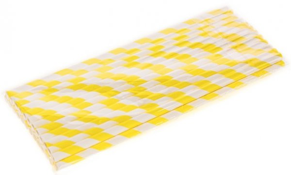 Трубочка для коктейля бумажная Диагональ Желтая 6×200 мм 25 шт
