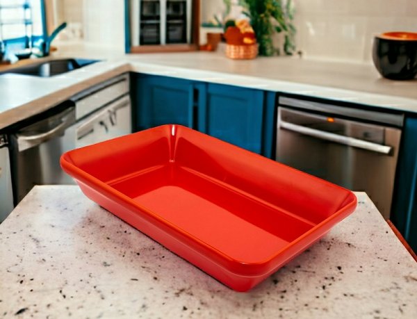 Блюдо для выкладки продуктов из меламина 30×19,5×5,5 см красное