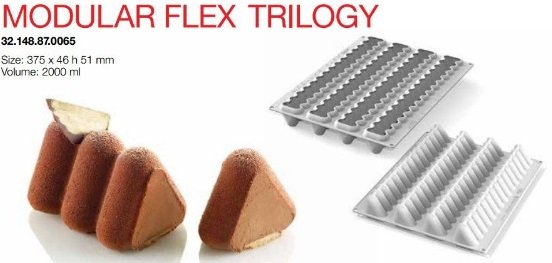Форма силиконовая для десертов Silikomart Modular Flex Trilogy 2000 мл 51х46х37,5 мм