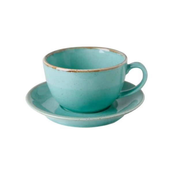 Чашка чайна Porland Seasons Turquoise 320 мл з блюдцем 16 см