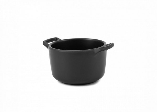 Каструлька з меламіну кругла з двома ручками чорна матова 200 мл 123×90×57 мм