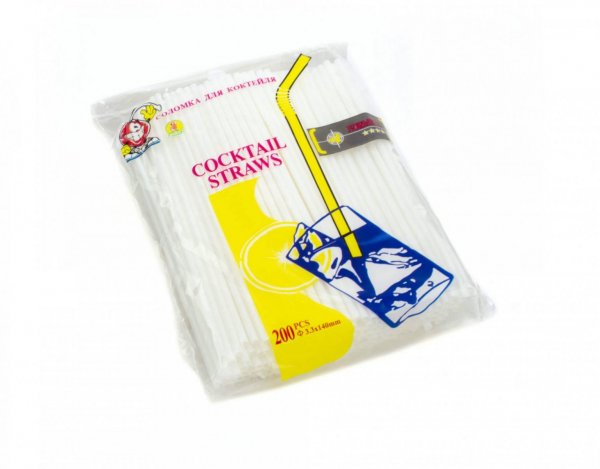 Трубочка для коктейля круглая белая 3×140 мм 200 шт