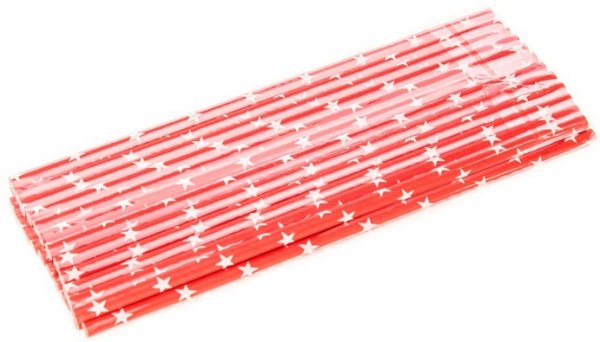 Трубочка для коктейля бумажная Звездочка красная 6×200 мм 25 шт
