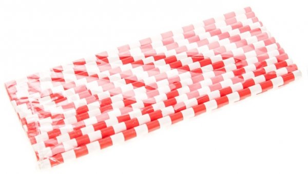 Трубочка для коктейлю паперова Смужка червона 6×200 мм 25 шт