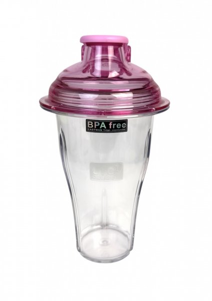 Змішувальний стакан 720 мл прозорий з рожевою кришкою