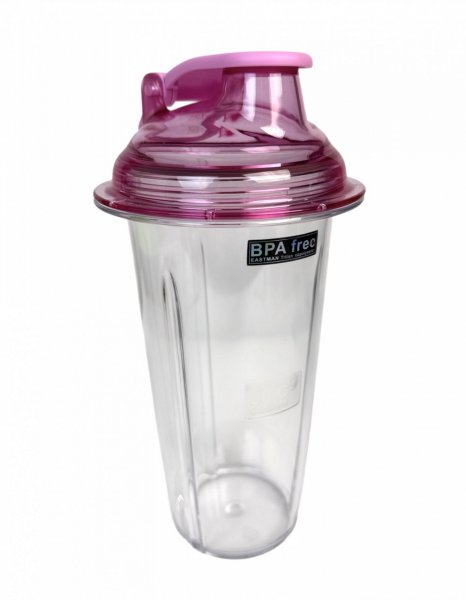 Смесительный стакан 950 мл прозрачный с розовой крышкой