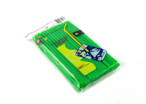 Трубочка для коктейлю кругла з гофрой зелена 6×210 мм 100 шт 