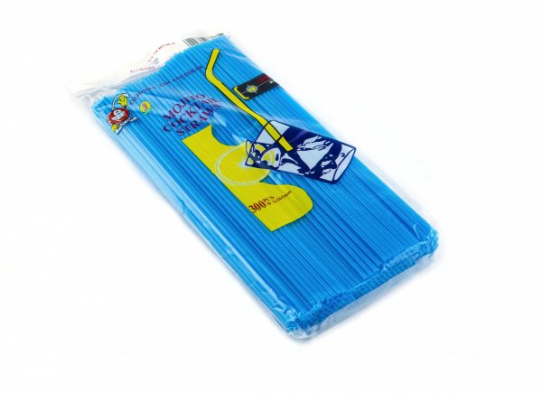 Трубочка для коктейлю кругла блакитна 3×265 мм 300 шт 