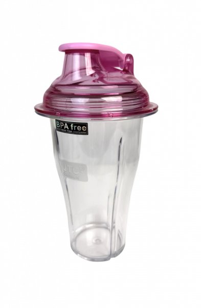 Змішувальний стакан 720 мл прозорий з рожевою кришкою