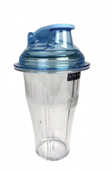 Смесительный стакан 720 мл прозрачный с голубой крышкой