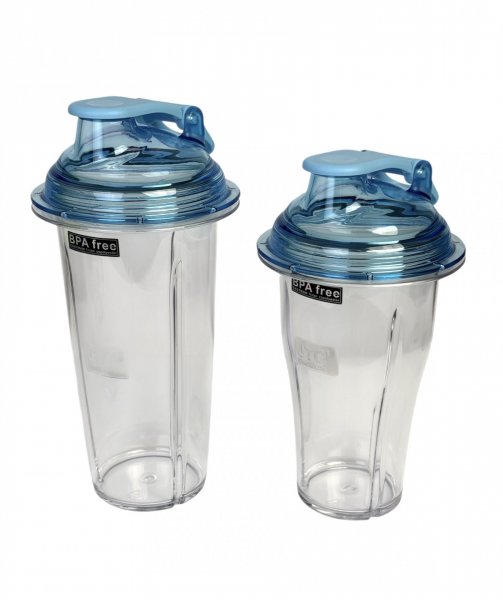 Смесительный стакан 950 мл прозрачный с голубой крышкой