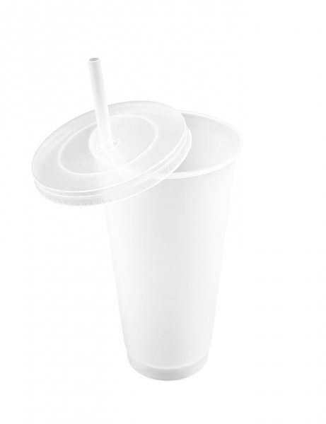 Склянка з поліпропілену з кришкою та трубочкою 680 мл